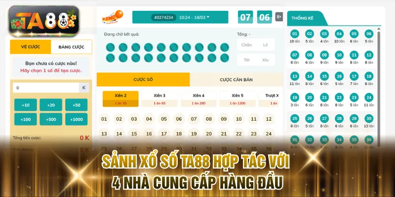 Sảnh Xổ Số TA88 hợp tác với 4 nhà cung cấp hàng đầu
